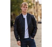 Urban Classics Men's Zip Through Bomber Jacket in Black | Size: Medium Urban Classics Black M