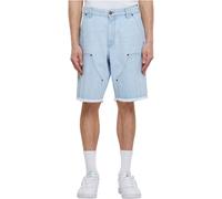 Urban Classics Open Edge Two Knee Denim Shorts Men Short Pants Jeans Cotton