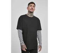 Urban Classics Men's Longsleeve T-Shirt Oversized Double Layer Striped LS Tee, Black, M