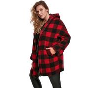 Urban Classics Ladies Hooded Oversized Check Sherpa Jacket Winter Jacket red black M