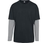 Urban Classics Men's Longsleeve T-shirt Oversized Double Layer Striped Ls Tee T Shirt, Black, L UK