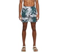 Urban Classics Pattern Swim Shorts Palm Men's Swimming Shorts Black/Olive Basics, Streetwear, Palm Leaves., L