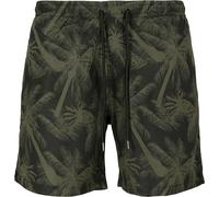 Urban Classics Pattern Swim Shorts Palm Swim Shorts black olive 4XL