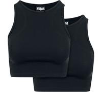 Urban Classics Pre-Pack Ladies Cropped Rib Top 2-Pack Top black L