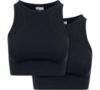 Urban Classics Pre-Pack Ladies Cropped Rib Top 2-Pack Top black M