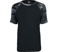 Urban Classics Men's Raglan Contrast Tee, Black/Darkcamo, 4XL