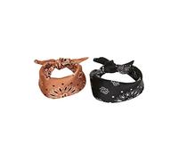 Urban Classics Satin Bandana, Pack of 2, Black+Cognac, One Size