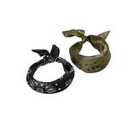 Urban Classics Satin Bandana, Pack of 2, Blk/Olive, One Size