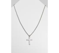 Urban Classics Shirt Diamond Cross Necklace Silver