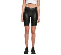 Urban Classics Women's Ladies Imitation Leather Cycle Yoga Shorts, Black, XS UK