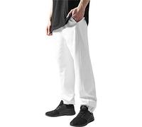 Urban Classics Men's Sweatpants Drawstring Joggers Sport Trousers with Elastic Waist Tracksuit Trousers Elasticated Zipped An, White, S