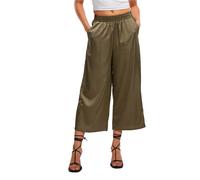 Wide satin trousers for women Urban Classics Vert S