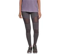 Urban Classics Women's Tech Mesh Leggings – High Waist, Mesh Inserts, Skinny Tapered Ankle – Dark Grey, Medium