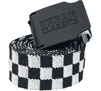 Urban Classics - Checkerboard Canvas 150cm Belt black white - One Size