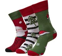 Urban Classics Unisex Stripe Santa Christmas Cotton Blend Socks 3-Pack X-Mas
