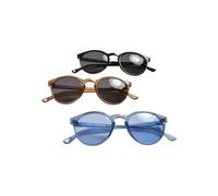 Urban Classics Unisex Sunglasses 3-Pack Sunglasses Cypress Glasses Multipack with UV 400 Protection for Men and Women with Round Lenses, Black+Brown+Blue, One Size