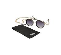 Urban Classics Unisex TB4205C Sunglasses Ibiza with Chain Sunglasses, Black/Gold, One Size, Black/Gold, One Size