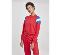 Urban Classics Women Sweatshirt Ladies Sleeve Stripe Crew Firered/Brightblue/Whi