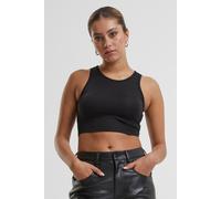 Urban Classics Womens Black Glitter Racerback High Neck Cropped Top - Size Large