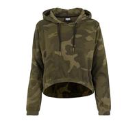 Urban Classics Women's Ladies Cropped Hoody Hooded Sweatshirt, Olive (Olive Camo), M