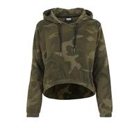 Urban Classics Women's camo cropped hoodie, Olive (olive camo), S