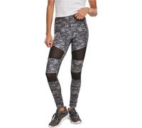 Urban Classics Women's Ladies Tech Leggings Comfortable Sport Pants, Stretchy Workout Trousers with Military Print and Mesh Inserts, Regular Skinny Fit, Dark Digital camo, S