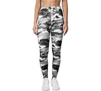 Urban Classics Women's Camouflage Leggings Comfortable Sport Pants, Stretchy Workout Trousers with Military Print, Regular Skinny Fit, Snow Camo, XL