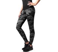 Urban Classics Women's Camouflage Leggings Comfortable Sport Pants, Stretchy Workout Trousers with Military Print, Regular Skinny Fit, Dark Camo, M