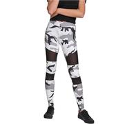 Urban Classics Women's Ladies Camo Tech Leggings Comfortable Sport Pants, Stretchy Workout Trousers with Military Print and Mesh Inserts, Regular Skinny Fit, snowcamo, XS
