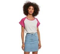 Urban Classics Women's Contrast Raglan Tee T-Shirt, Light Grey/Pink, M