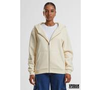 Urban Classics Women's Cotton Blend Fluffy Zip Hoody in Off-White | Size: Large Urban Classics Off-White L