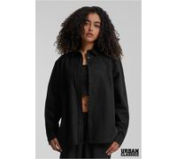 Urban Classics Women's Cotton Linen Blend Oversized Button Up Long Sleeve Shirt in Black | Size: Large Urban Classics Black L