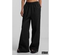 Urban Classics Women's Cotton Linen Blend Wide Leg Trousers in Black | Size: Large Urban Classics Black L