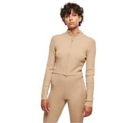 Urban Classics Women's Cropped Rib Knit Zip Cardigan Sweater, Union Beige, XS