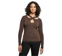 Urban Classics Women's Crossed Cut Out Long Sleeve Shirt T, Brown, S