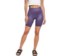 Urban Classics Women's Cycling Trousers Ladies Imitation Leather Cycle Shorts, Knee-Length Leggings for Women in 3 Trendy Colour Variations, Sizes XS - 5XL, Dark Dark Violet, S