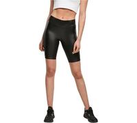 Urban Classics Women's Cycling Trousers Ladies Imitation Leather Cycle Shorts, Knee-Length Leggings for Women in 3 Trendy Colour Variations, Sizes XS - 5XL, Black, XXXL