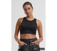 Urban Classics Women's Glitter Racerback High Neck Cropped Top in Black | Size: XL Urban Classics Black XL