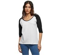 Urban Classics Women's Ladies 3/4 Contrast Raglan Pyjama Bottoms, Multicolored (Wht/Blk 224), XS UK