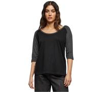 Urban Classics Women's Ladies 3/4 Contrast Raglan Tee T-Shirt, Black/Charcoal, 5XL