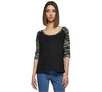 Urban Classics Ladies 3/4 Contrast Raglan Tee Long Sleeve Shirt - Black/Dark Camo 4XL