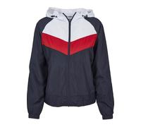 Urban Classics Women's Ladies 3-Tone Windbreaker Jacket, Navy/White/Fire Red, L