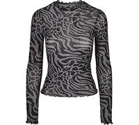 Urban Classics Women's Ladies Aop Mesh Turtleneck Longsleeve T Shirt, Asphalt/Black, M UK