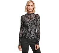 Urban Classics Women's AOP Mesh Turtleneck Longsleeve T-Shirt – Asphalt/Black, XXL