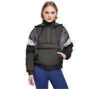 Urban Classics Women's Ladies AOP Mixed Pull Over Jacket, Black/Snowleo/Light Asphalt, XXL