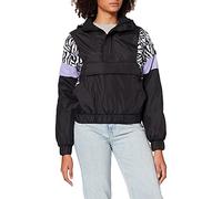 Urban Classics Women's Ladies AOP Mixed Pull Over Jacket, Black/Zebra, M