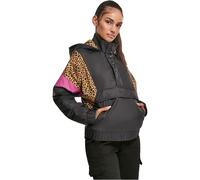 Urban Classics Women's Ladies Aop Mixed Pull Over Jacket Jacket Not Applicable, Multicolour (Black/Leo 01945), X-Small