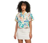 Urban Classics Women's Ladies AOP Satin Resort Shirt, Soft yellowvacation, XXXXL
