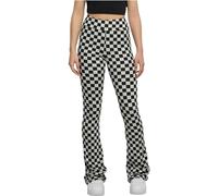 Urban Classics Women's Ladies Checked Boot Cut Leggings Pants, Black/lightasphalt,