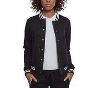 Urban Classics Women's Ladies College Sweat Jacket Sweatshirt, Blk/Blk, L